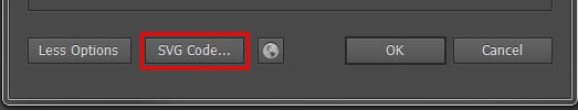 Screenshot of Illustrator's export option for SVG code