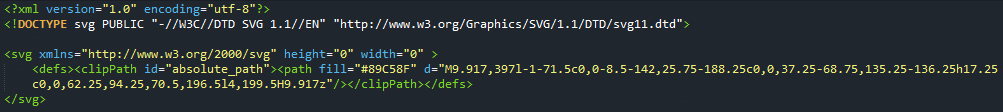 Screenshot of SVG code viewed in a browser's developer tools