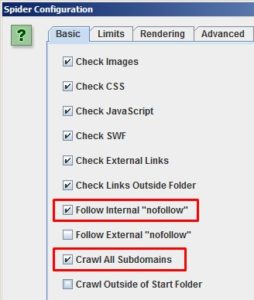 Basic options of the spider