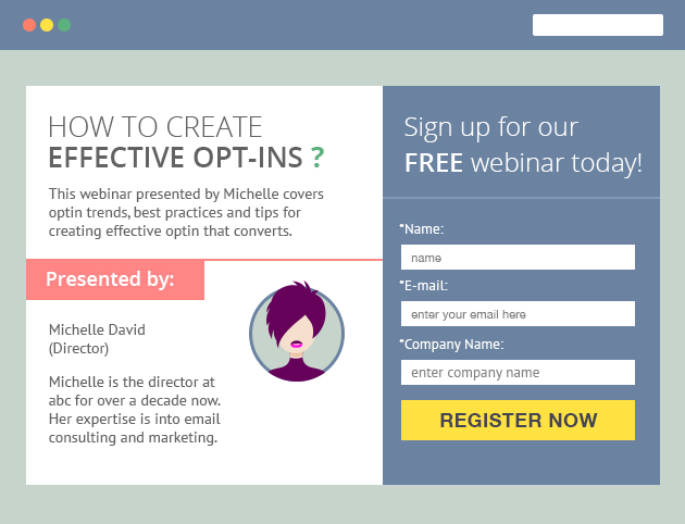 Screenshot of an example of opt-in sign-up sheet