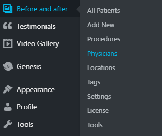 Go to the 'Before and after' > 'Physicians'