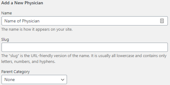 Add the name of the Physician