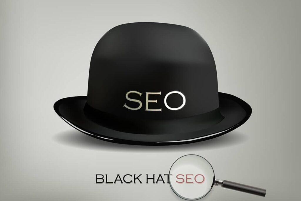 Black hat techniques for backlinking are unethical methods such as link buying, link farming, and keyword stuffing that can result in search engine penalties